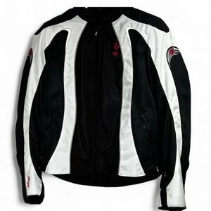 SHIFT Women’s Black and White Padded Motorcycle Jacket Size Large